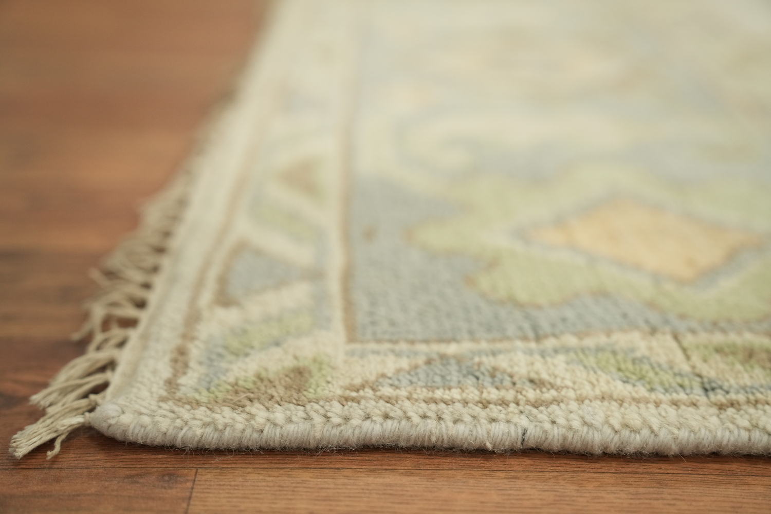 8x10 All-Over Beige and Blue Oushak Indian Rug with Soft Pastel Tones