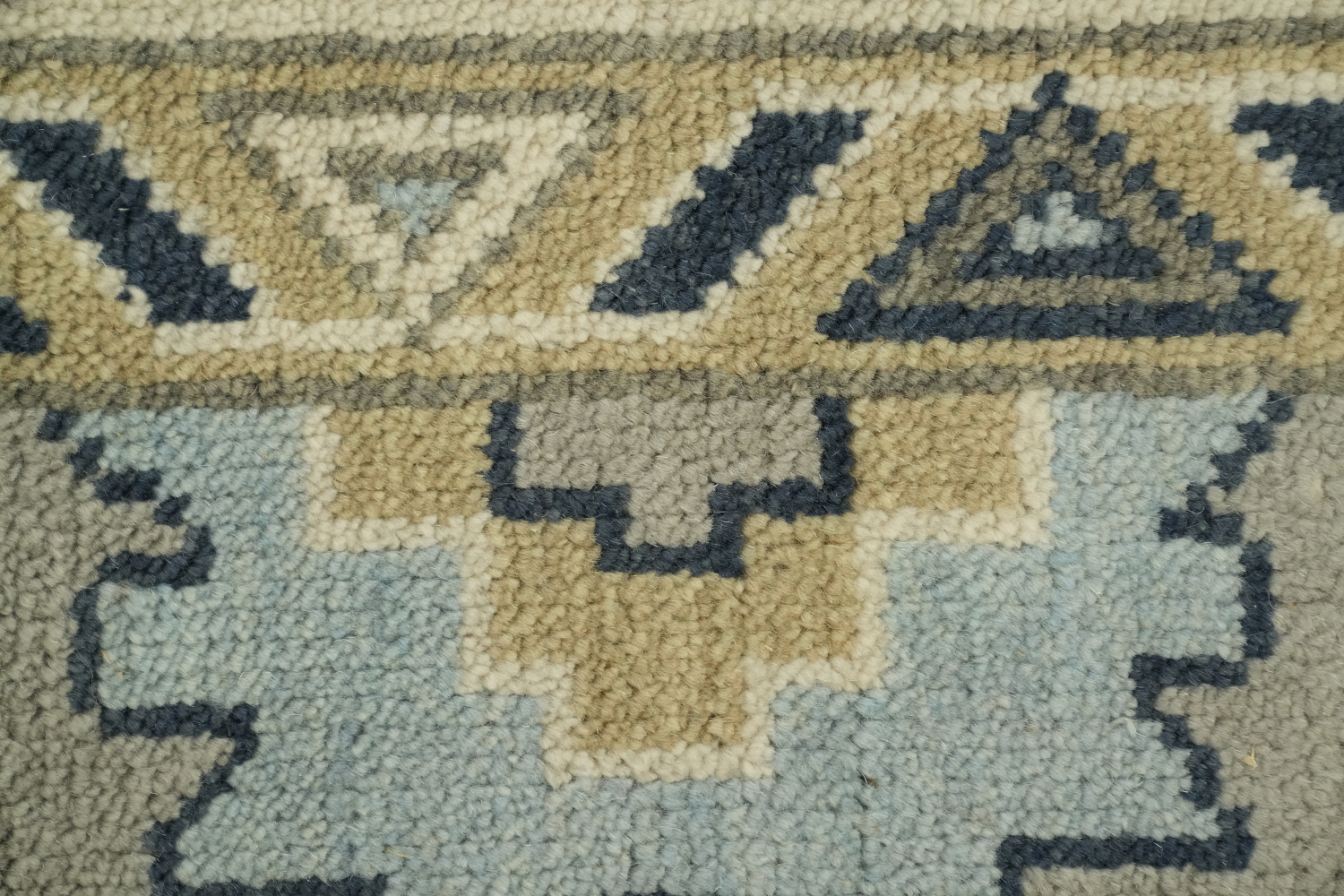 All-Over Pattern Grey and Ivory Oushak Living Room Rug 9' x 12'