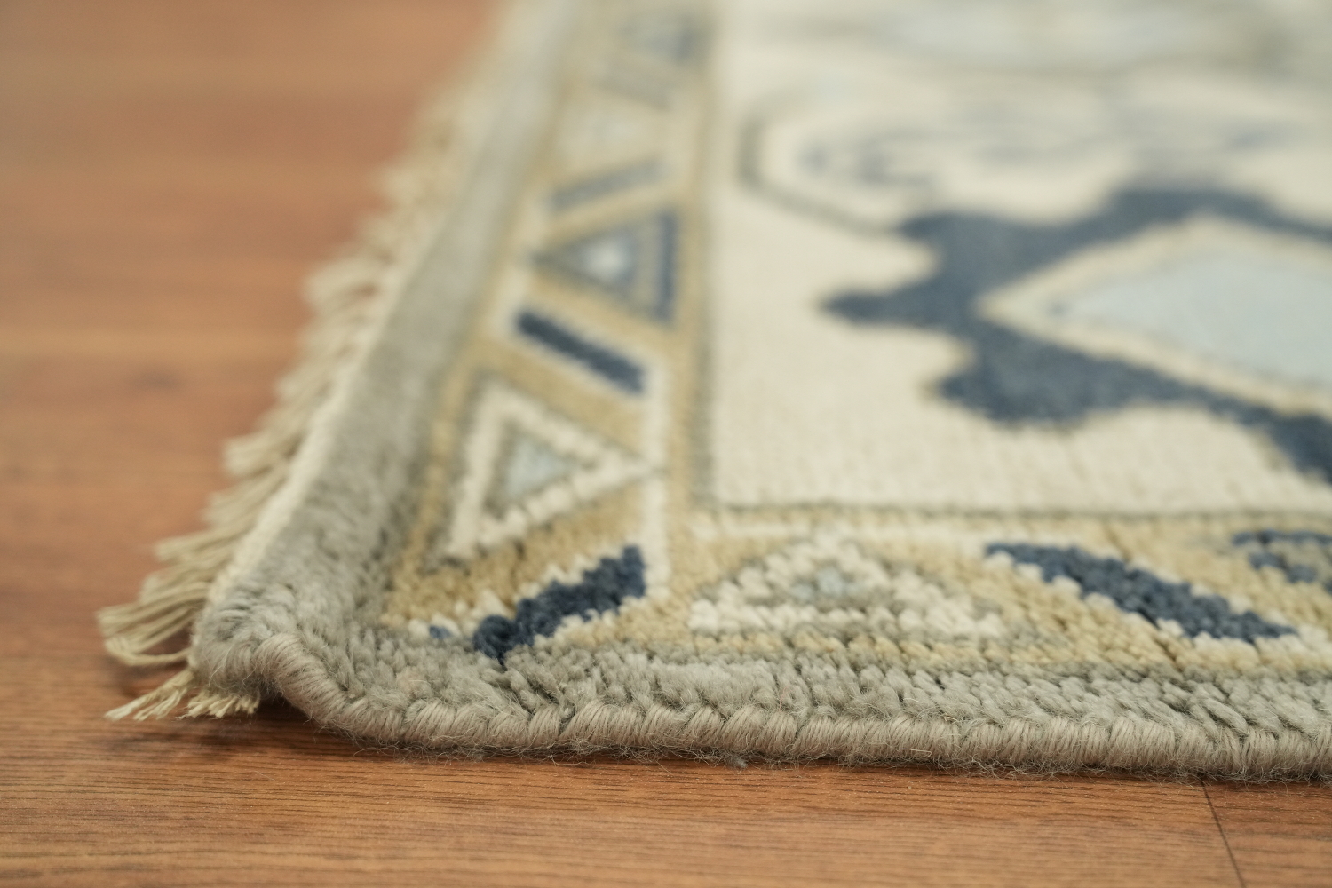 All-Over Pattern Grey and Ivory Oushak Living Room Rug 9' x 12'