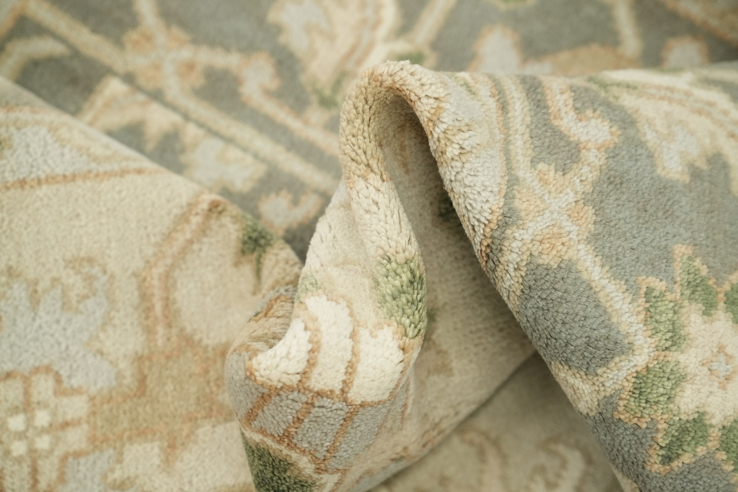 Pale Green Traditional Oushak Hand Made Area Rug 9x12
