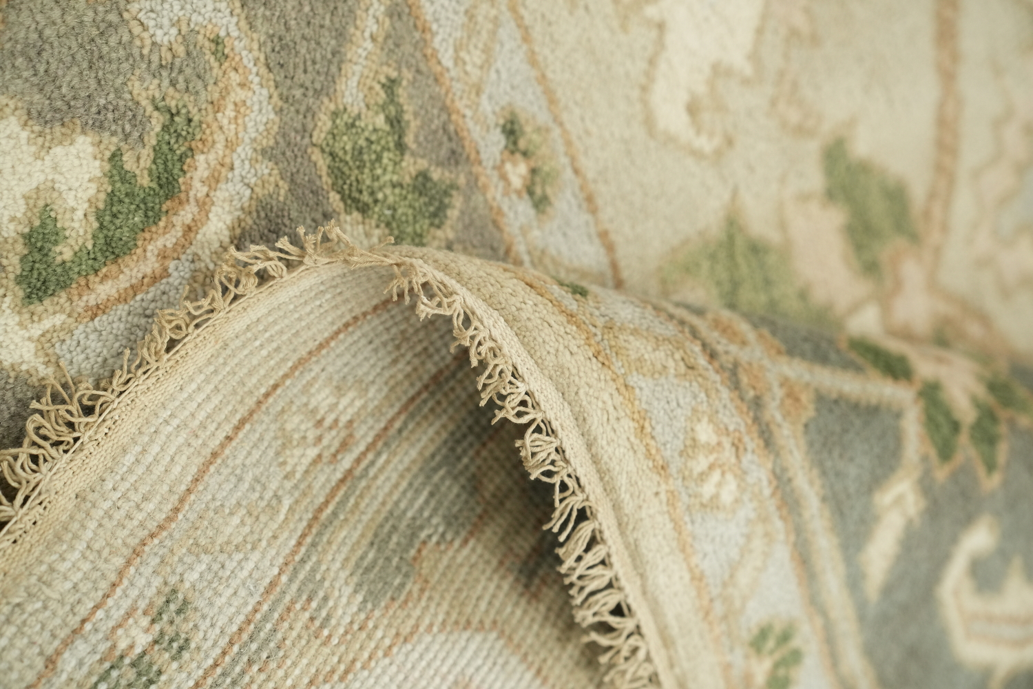 Pale Green Traditional Oushak Hand Made Area Rug 9x12