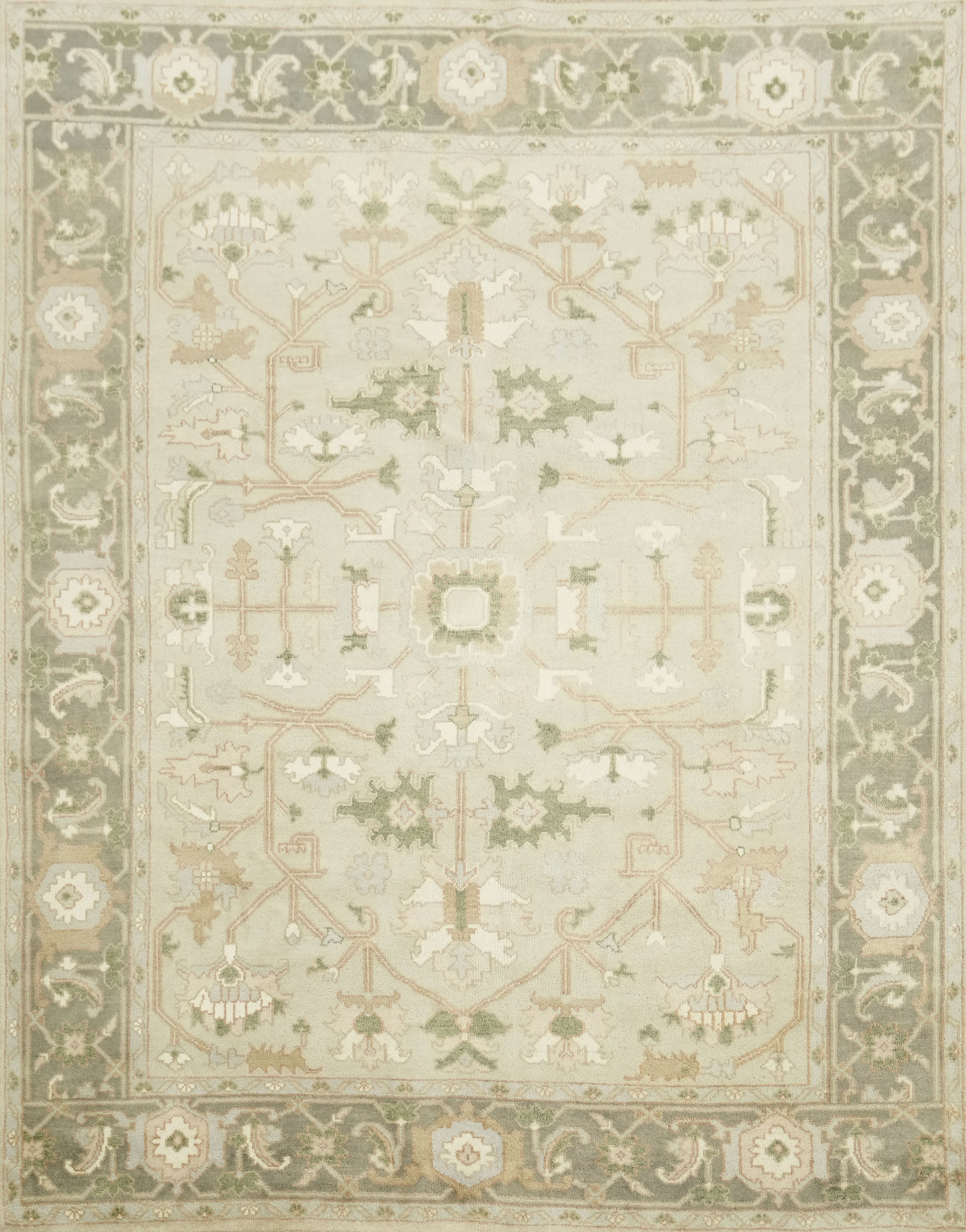 Pale Green Traditional Oushak Hand Made Area Rug 9x12