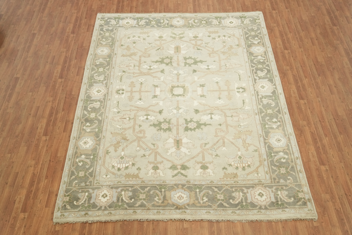 Pale Green Traditional Oushak Hand Made Area Rug 9x12