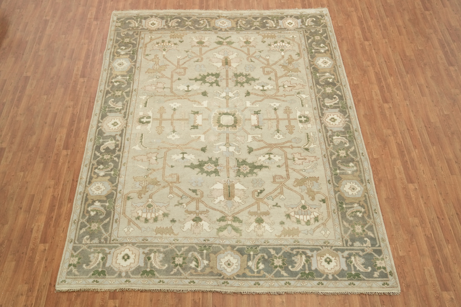 Pale Green Traditional Oushak Hand Made Area Rug 9x12