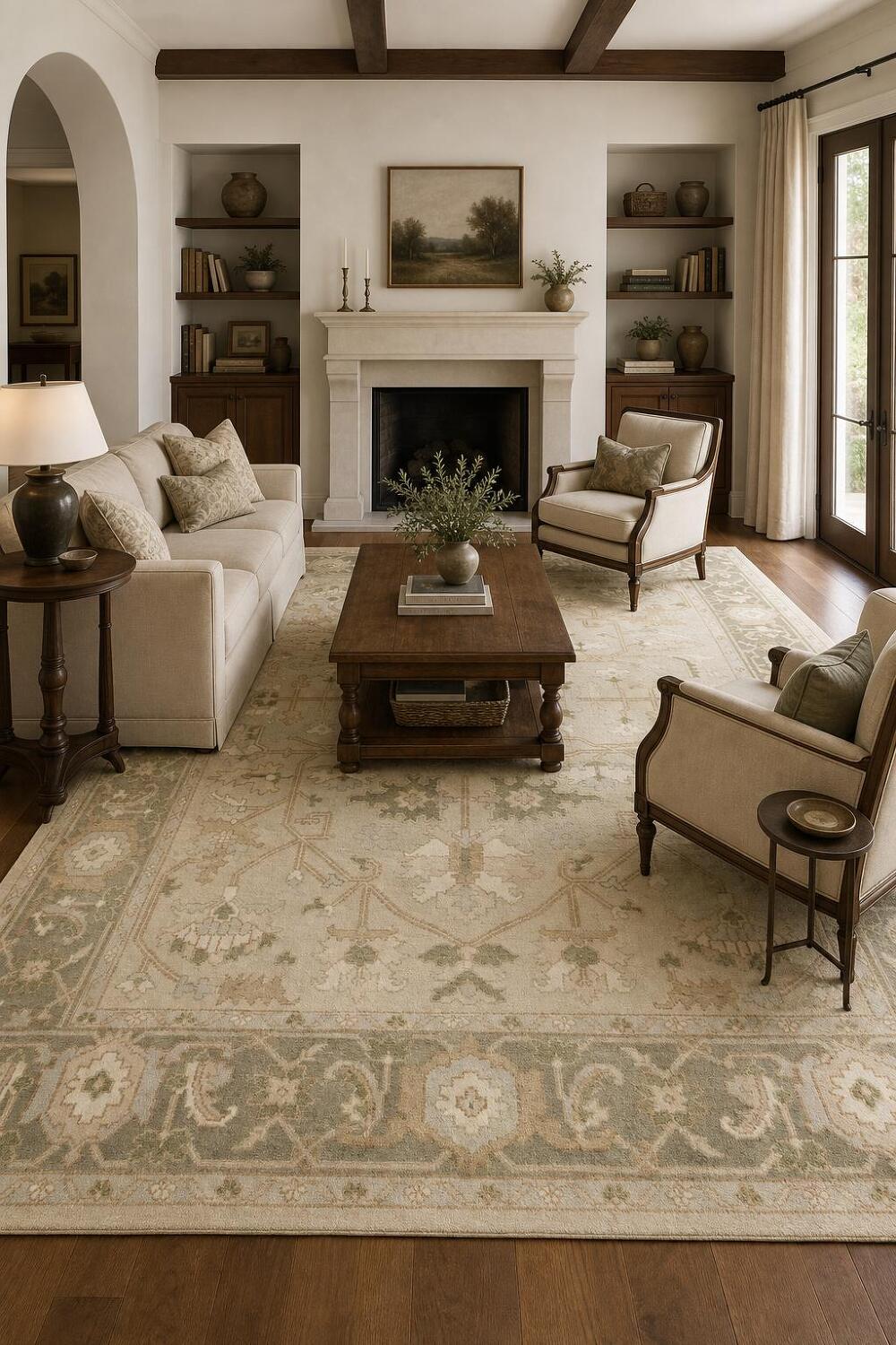 Pale Green Traditional Oushak Hand Made Area Rug 9x12