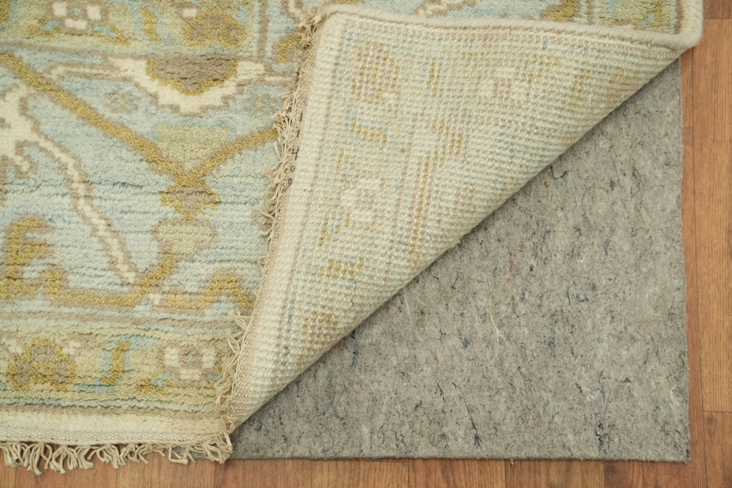 Cream and Blue Traditional Oushak Hand Made Area Rug 8x10