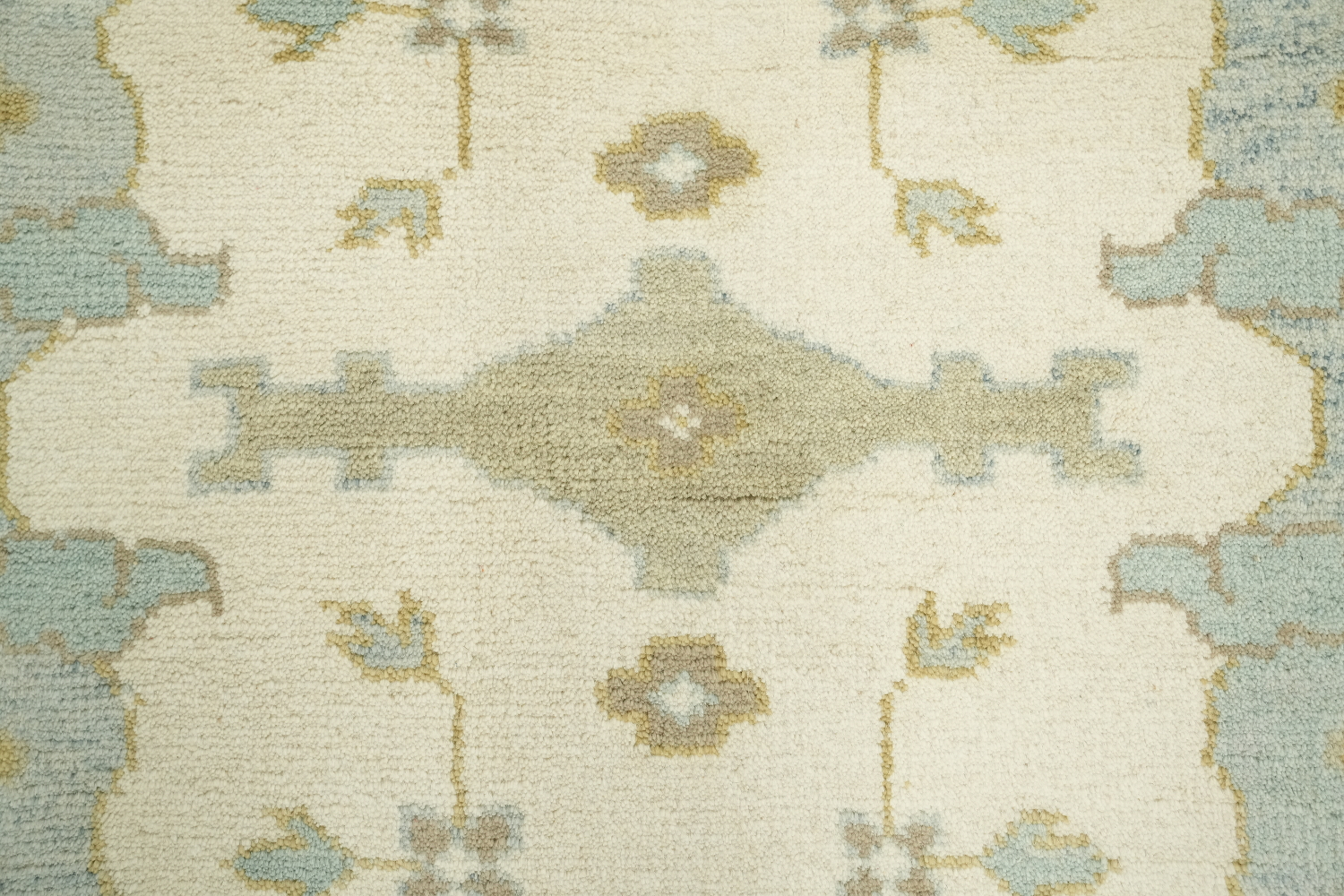 Cream and Blue Traditional Oushak Hand Made Area Rug 8x10