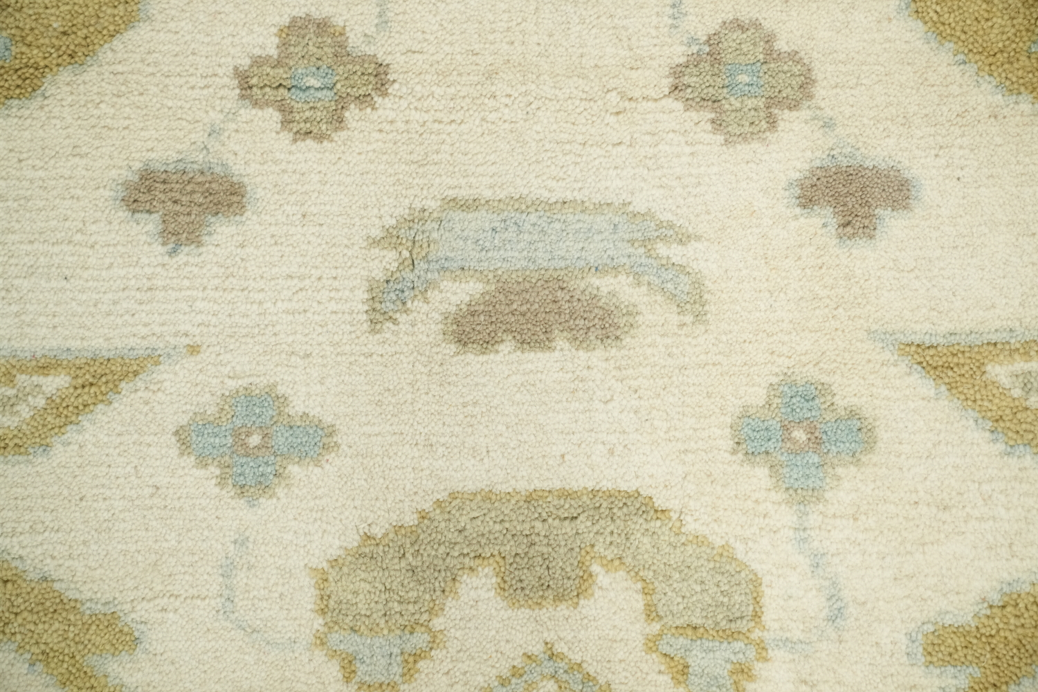 Cream and Blue Traditional Oushak Hand Made Area Rug 8x10