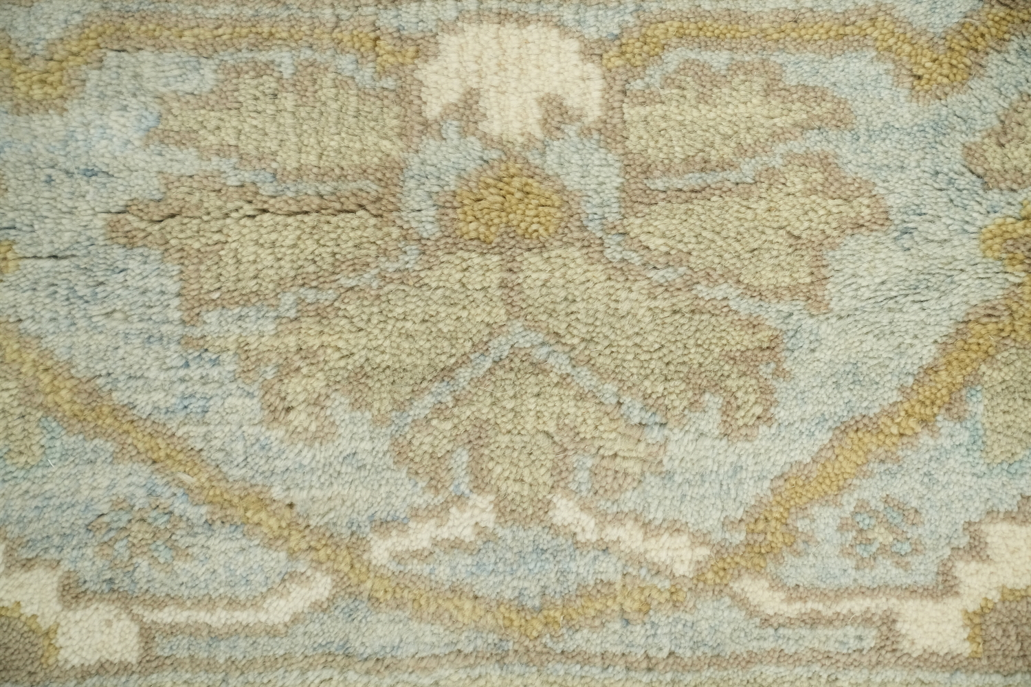 Cream and Blue Traditional Oushak Hand Made Area Rug 8x10
