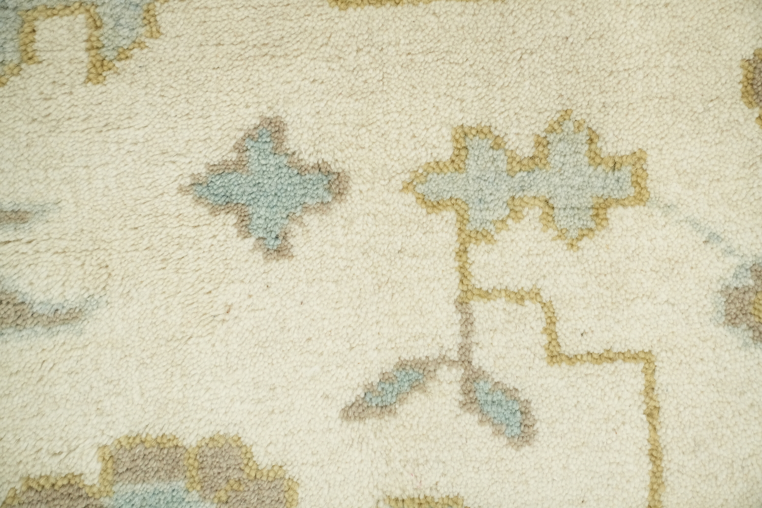 Cream and Blue Traditional Oushak Hand Made Area Rug 8x10