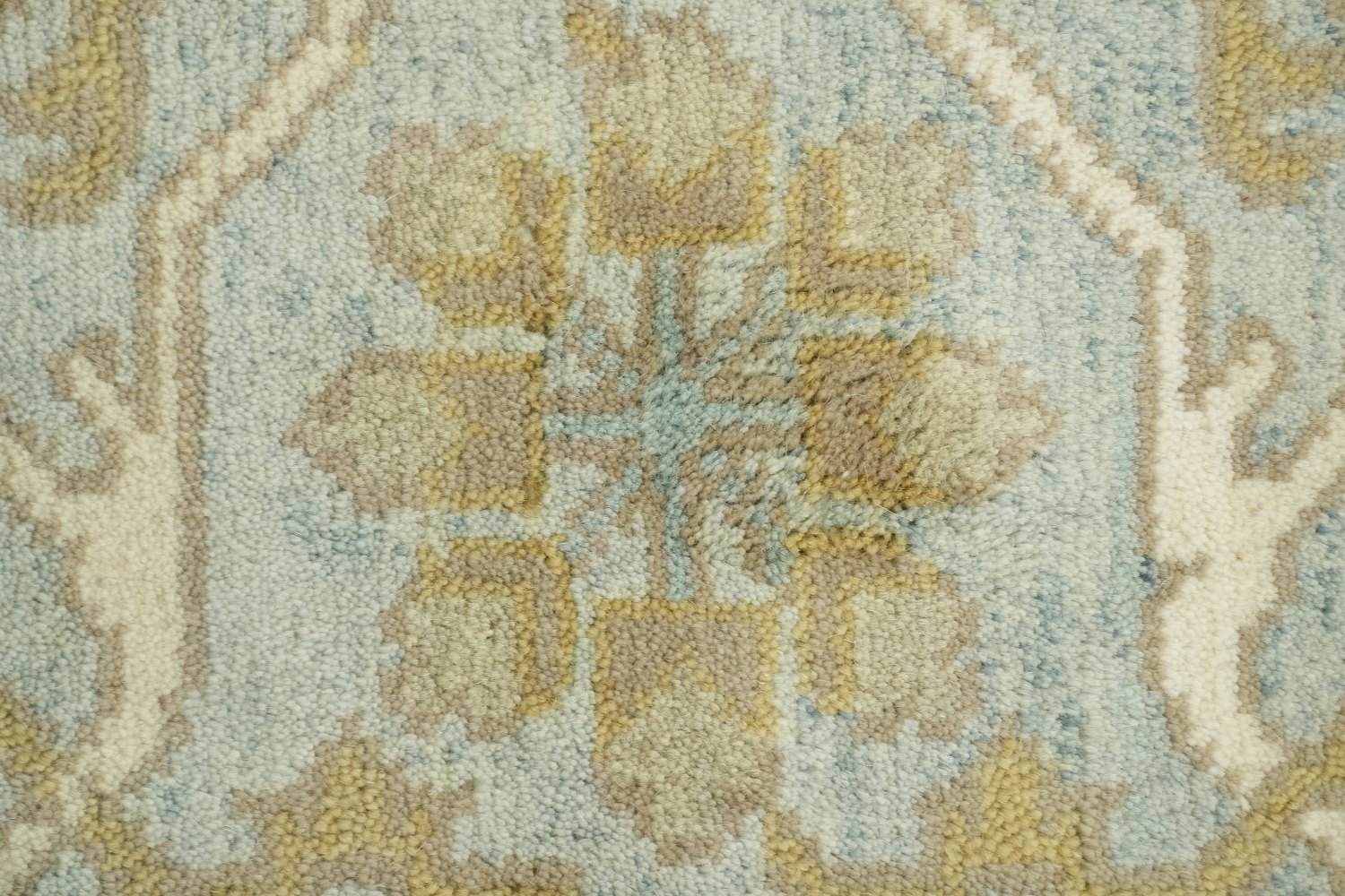 Cream and Blue Traditional Oushak Hand Made Area Rug 8x10