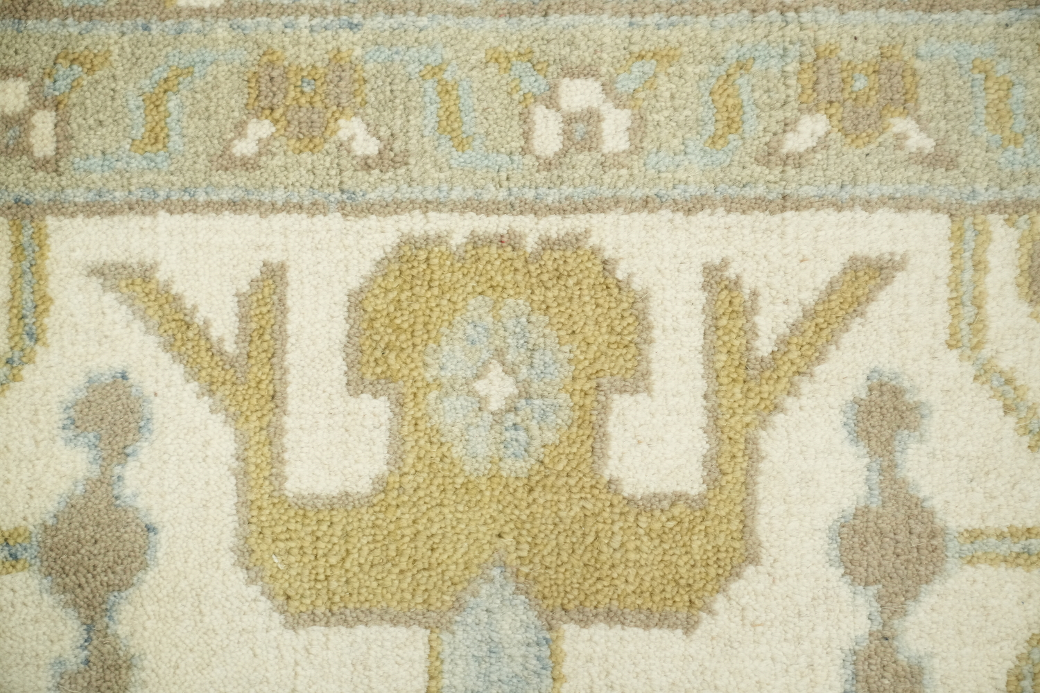 Cream and Blue Traditional Oushak Hand Made Area Rug 8x10