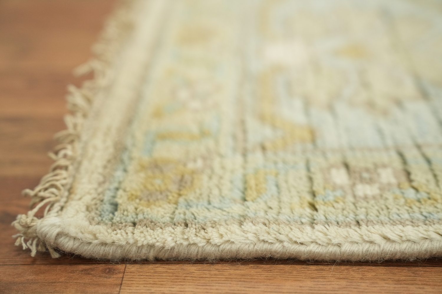 Cream and Blue Traditional Oushak Hand Made Area Rug 8x10
