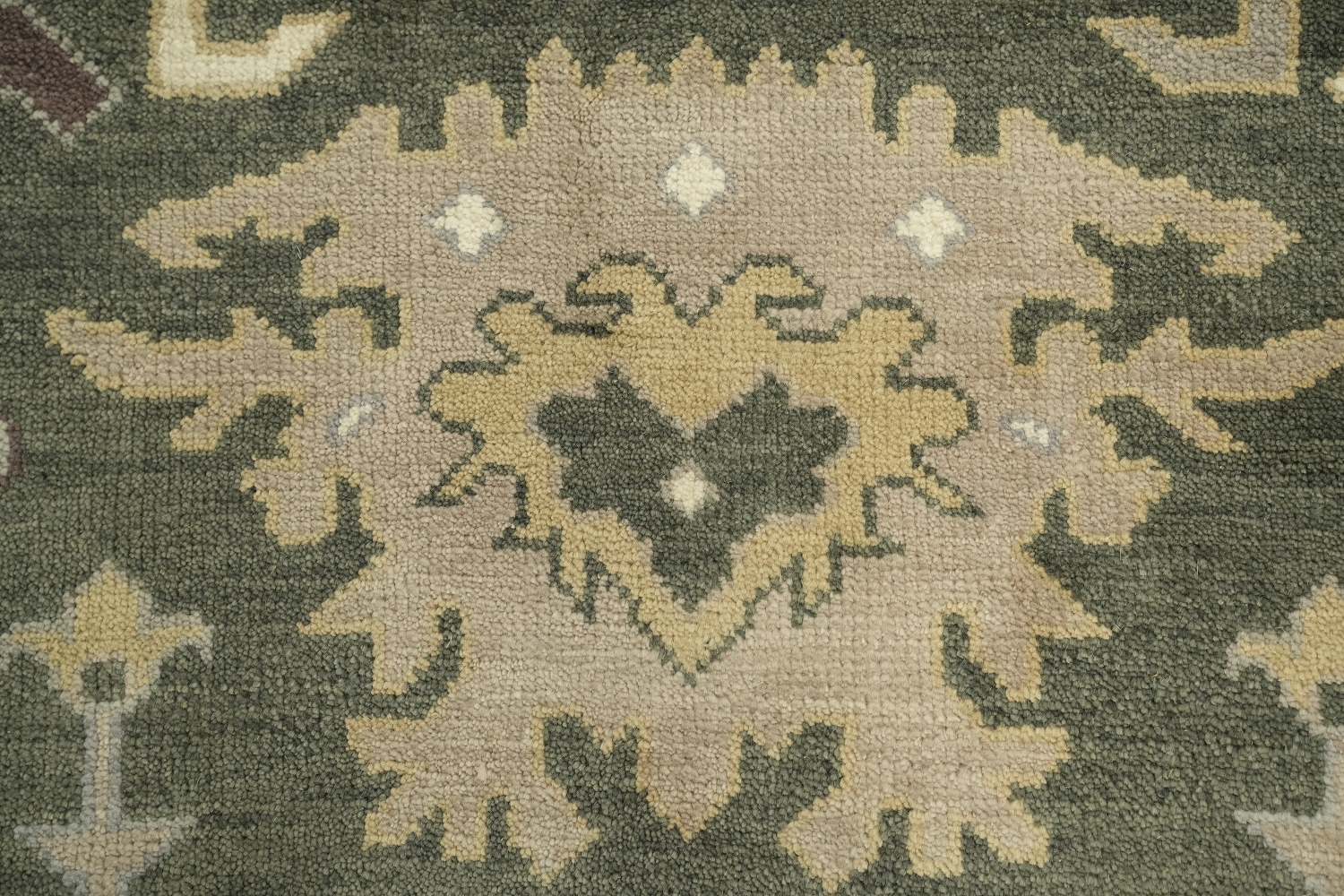 Vintage-Inspired Green and Beige Rug with Classic Floral Motifs 9x12
