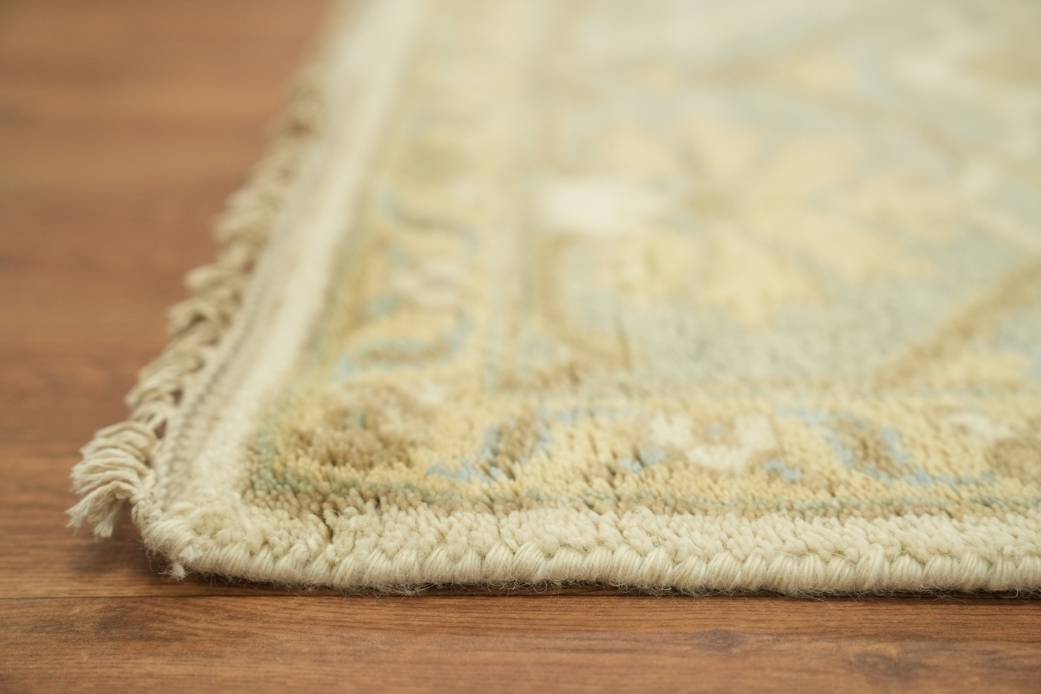 Hand-Knotted 8x10 Traditional Oushak Wool Rug - Beige & Cream