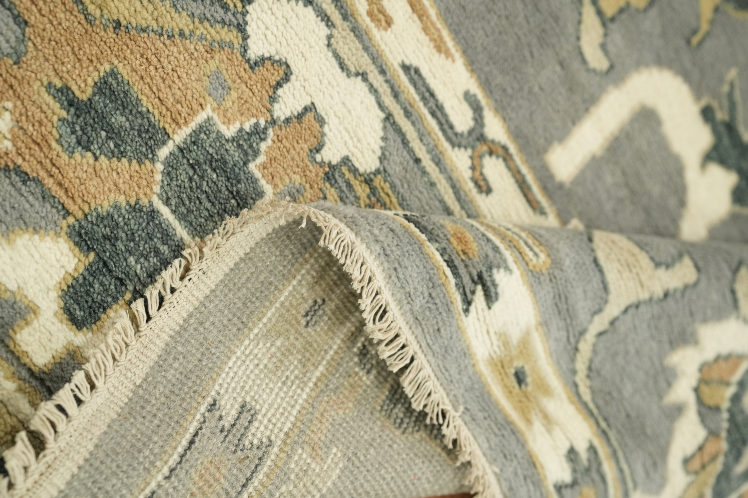 Luxurious Gray and Beige Oriental Rug with Classic Design 9x12 ft