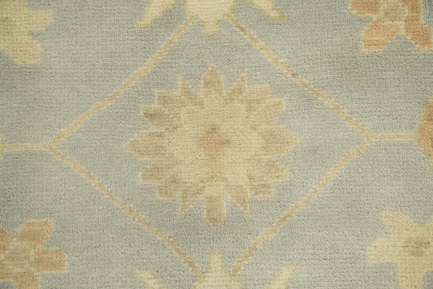 Subtle Colors Accent Light Blue and Ivory Oushak Hand-Knotted Rug 9' x 12'