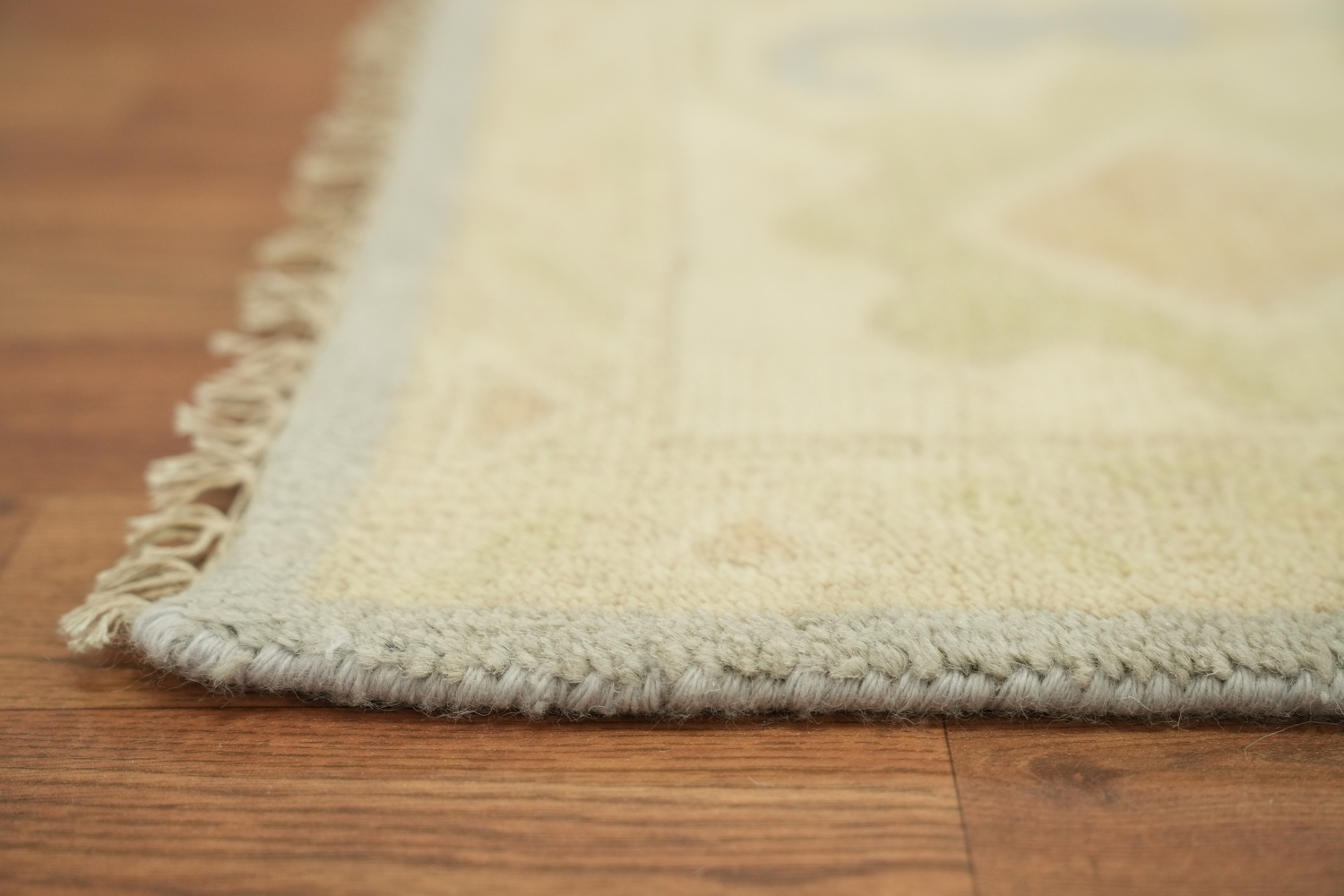 Subtle Colors Accent Light Blue and Ivory Oushak Hand-Knotted Rug 9' x 12'