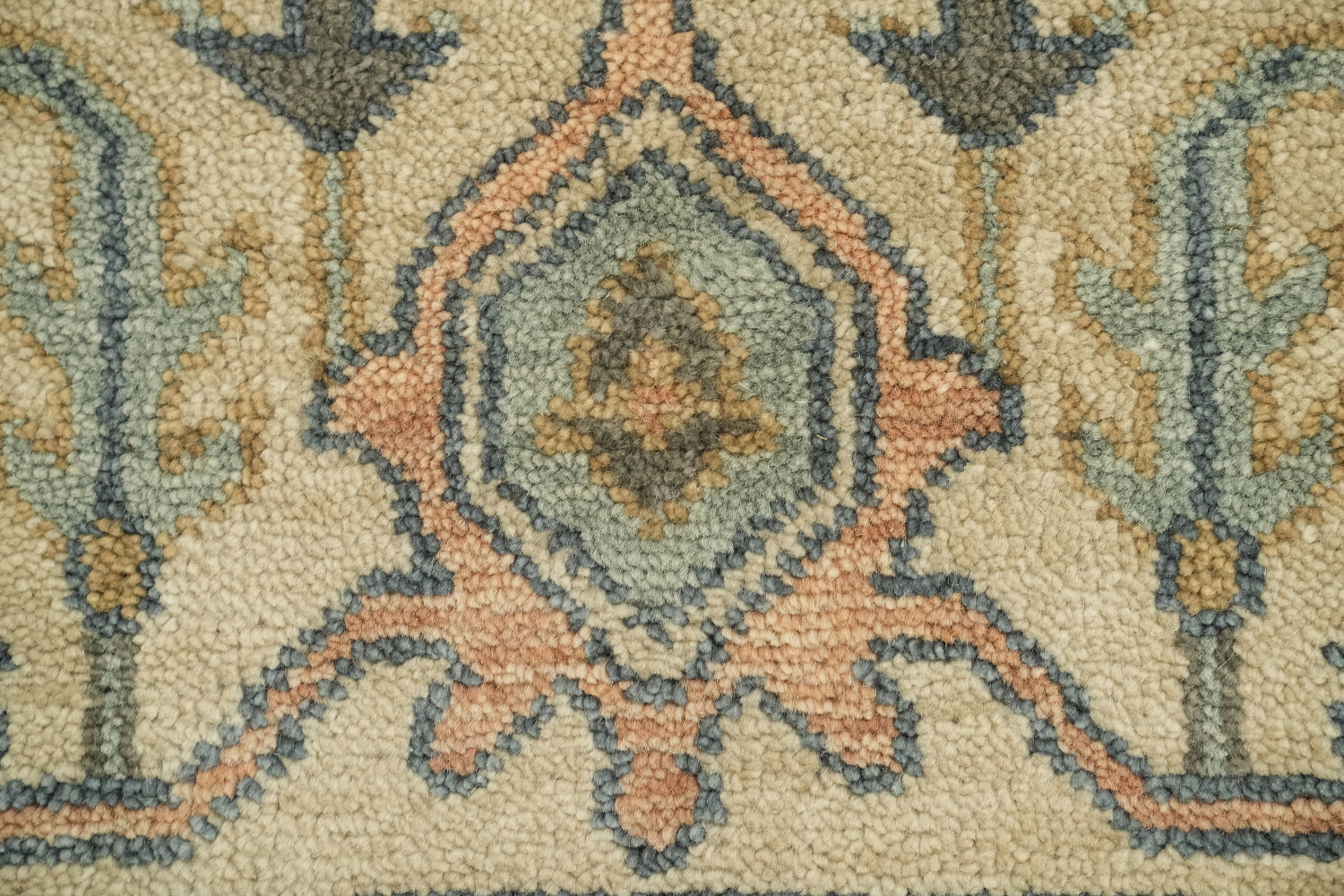 Traditional Beige and Grey Rug with Intricate Botanical Patterns 9x12 ft
