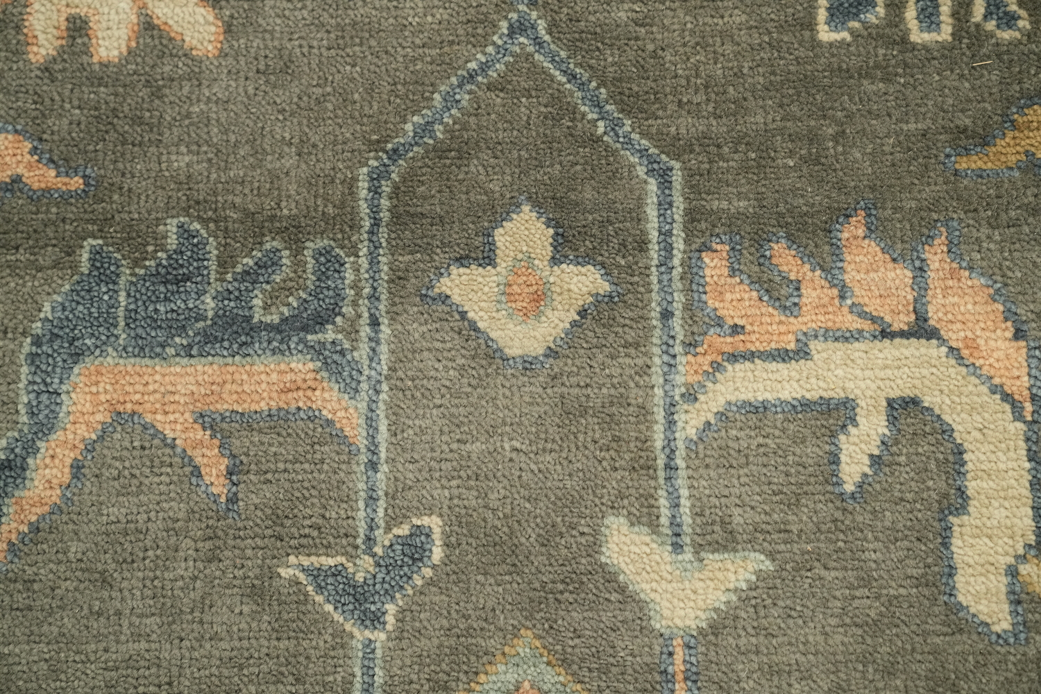 Traditional Beige and Grey Rug with Intricate Botanical Patterns 9x12 ft
