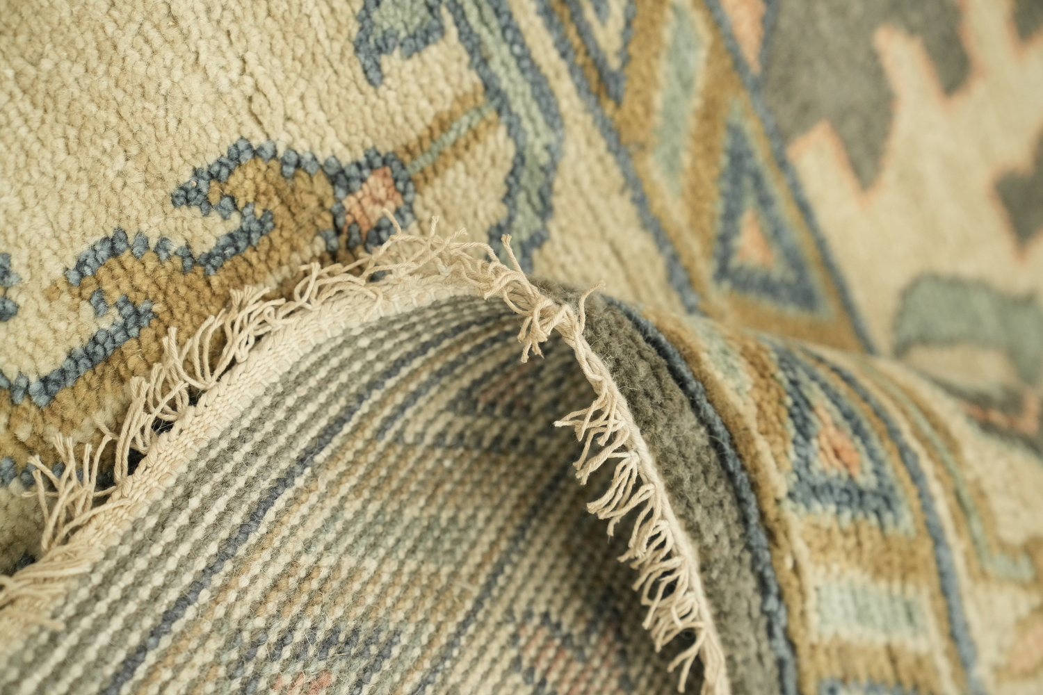 Traditional Beige and Grey Rug with Intricate Botanical Patterns 9x12 ft