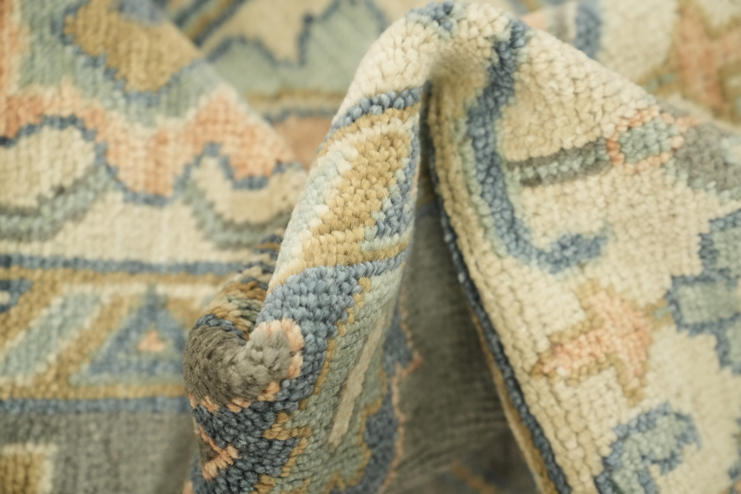 Traditional Beige and Grey Rug with Intricate Botanical Patterns 9x12 ft
