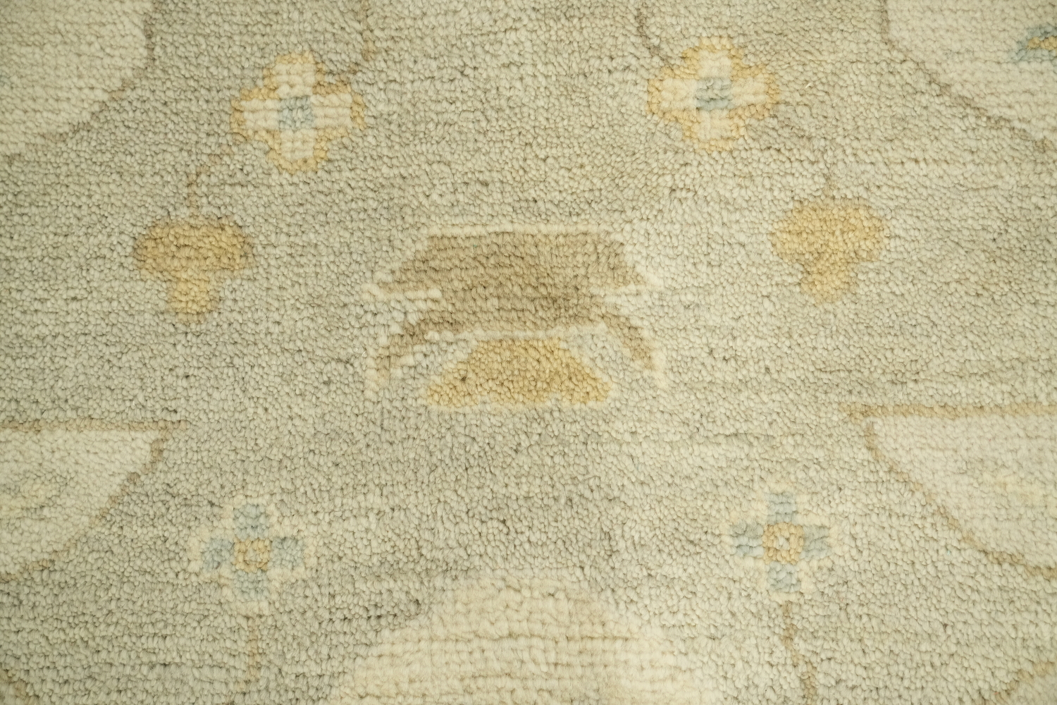 Neutral Toned Pale Blue and Ivory Oushak Hand-Knotted Rug 9' x 12'