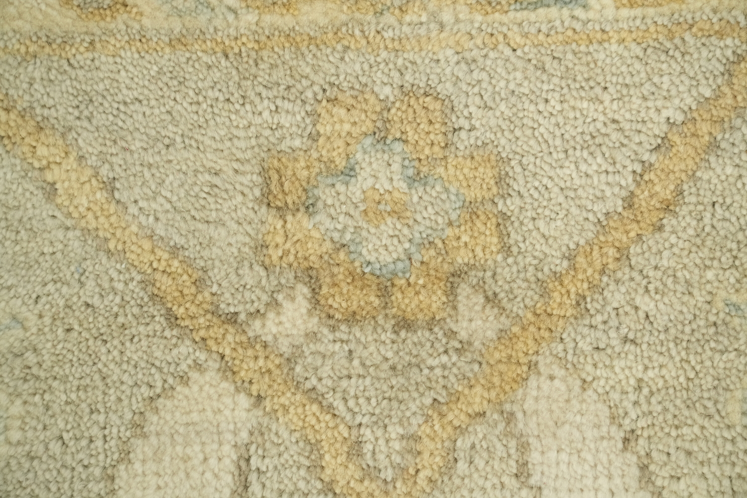 Neutral Toned Pale Blue and Ivory Oushak Hand-Knotted Rug 9' x 12'