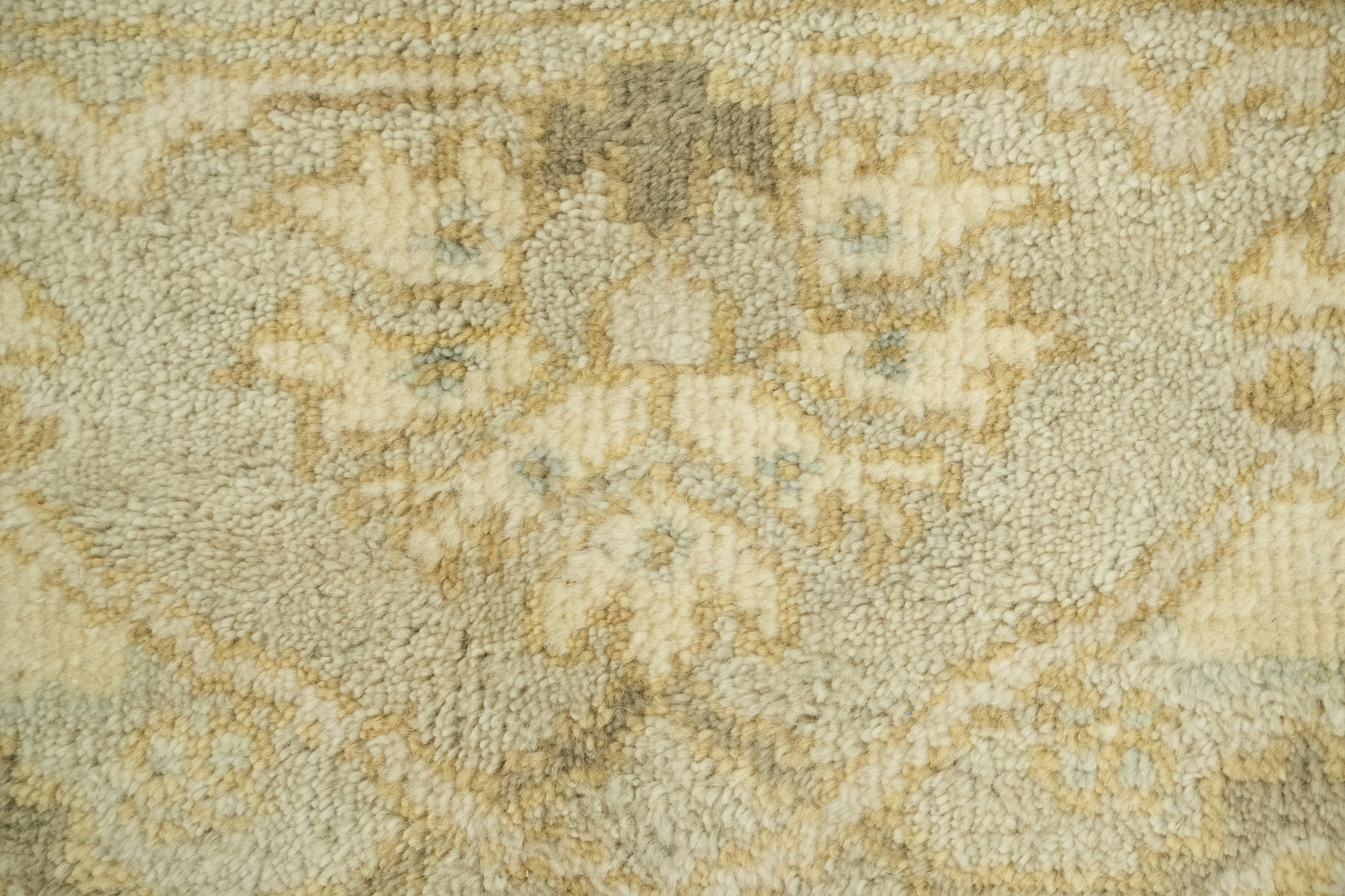Neutral Toned Pale Blue and Ivory Oushak Hand-Knotted Rug 9' x 12'