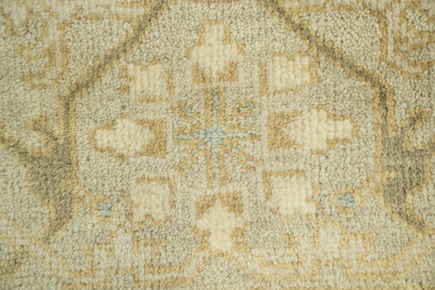 Neutral Toned Pale Blue and Ivory Oushak Hand-Knotted Rug 9' x 12'