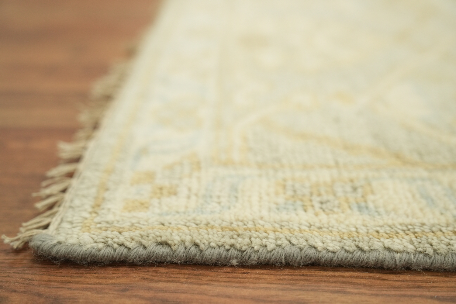 Neutral Toned Pale Blue and Ivory Oushak Hand-Knotted Rug 9' x 12'