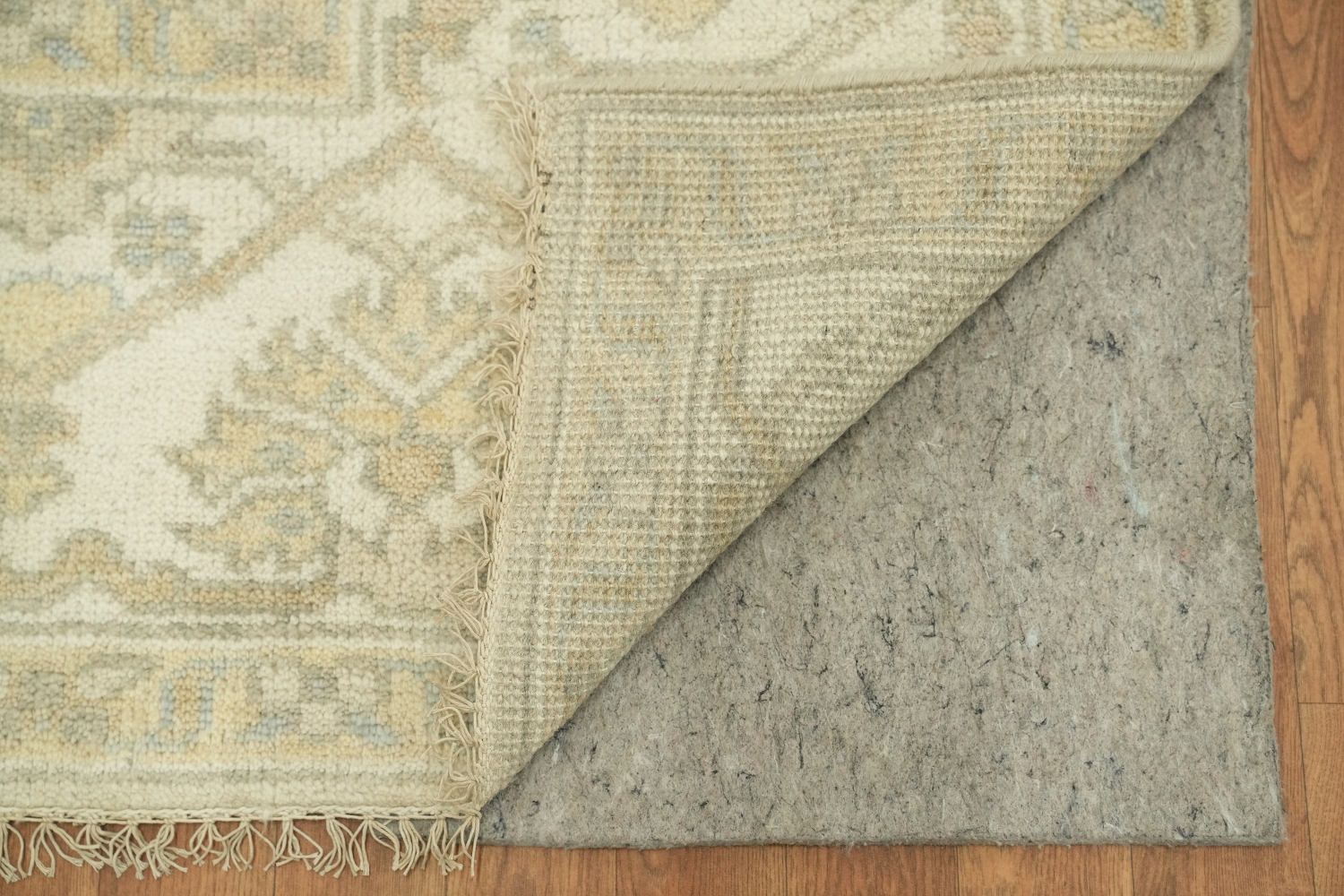 Luxurious Soft Tone Cream and Ivory Oushak Living Room Rug 9' x 12'