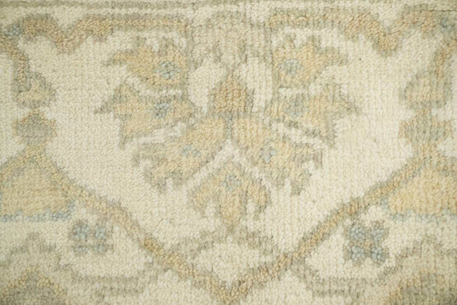 Luxurious Soft Tone Cream and Ivory Oushak Living Room Rug 9' x 12'