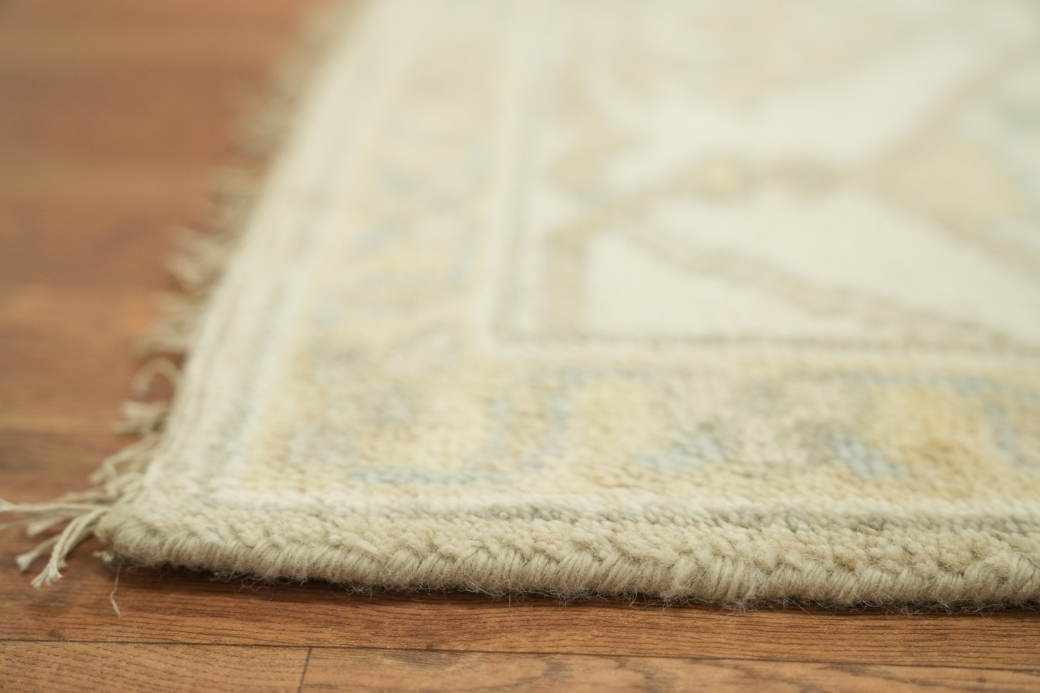 Luxurious Soft Tone Cream and Ivory Oushak Living Room Rug 9' x 12'