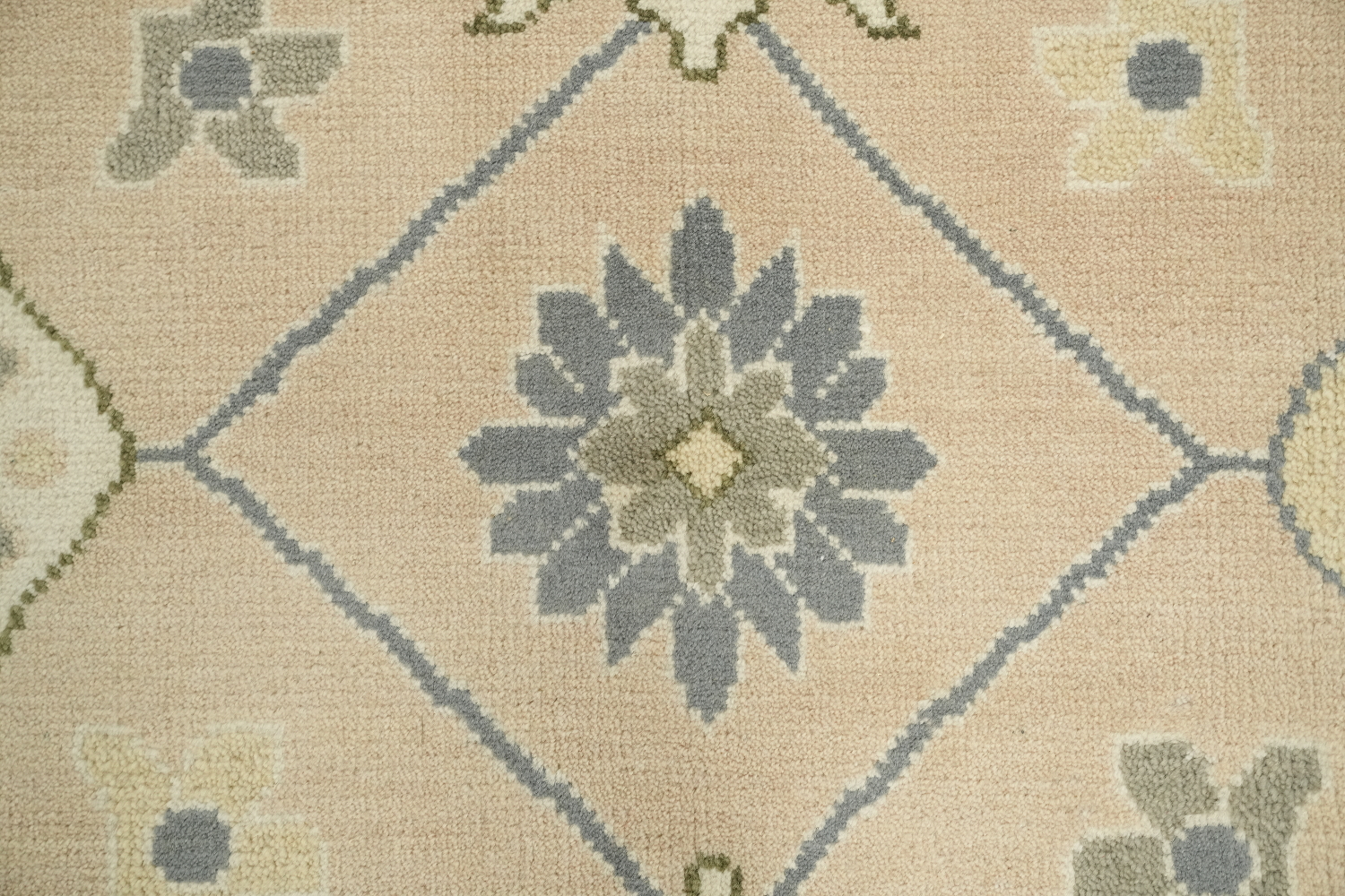 Soft Peach Traditional Oushak Hand-Knotted Area Rug 9x12 ft