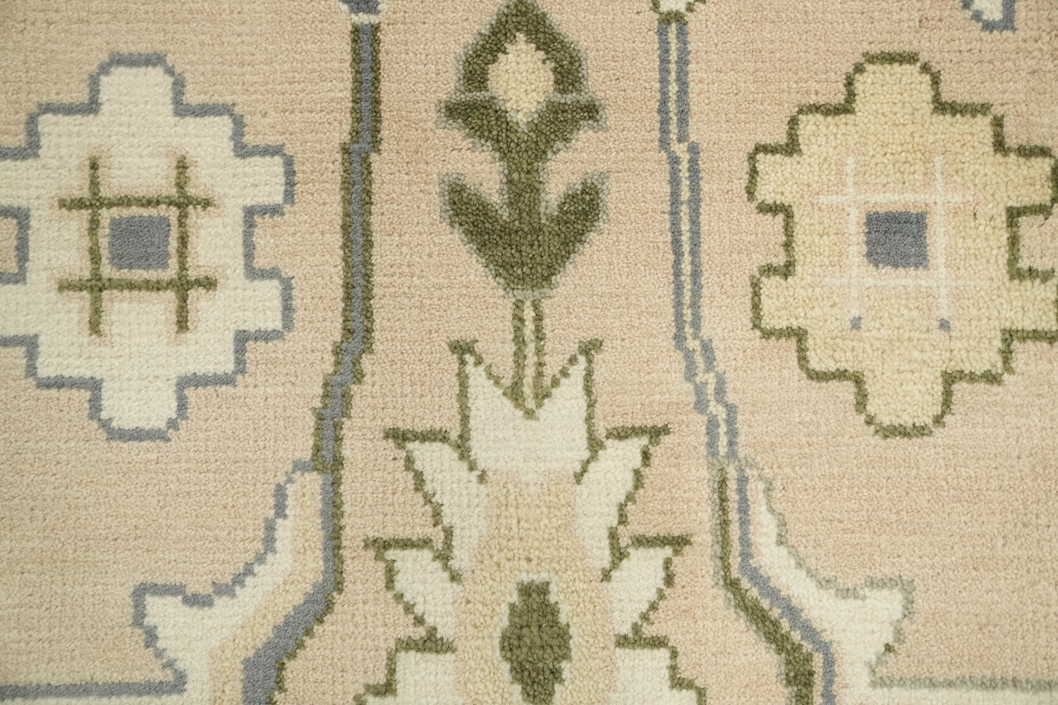 Soft Peach Traditional Oushak Hand-Knotted Area Rug 9x12 ft