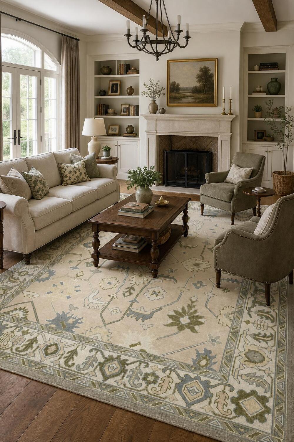 Soft Peach Traditional Oushak Hand-Knotted Area Rug 9x12 ft