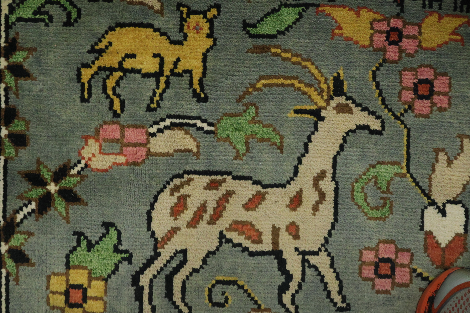 Animal Pictorial Hunting Scene Blue Ziegler Oriental Rug 9x12 Hand-Knotted