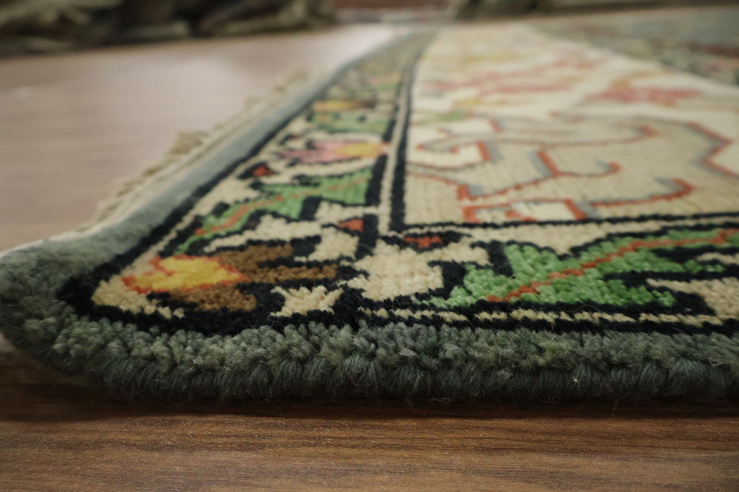 Animal Pictorial Hunting Scene Blue Ziegler Oriental Rug 9x12 Hand-Knotted