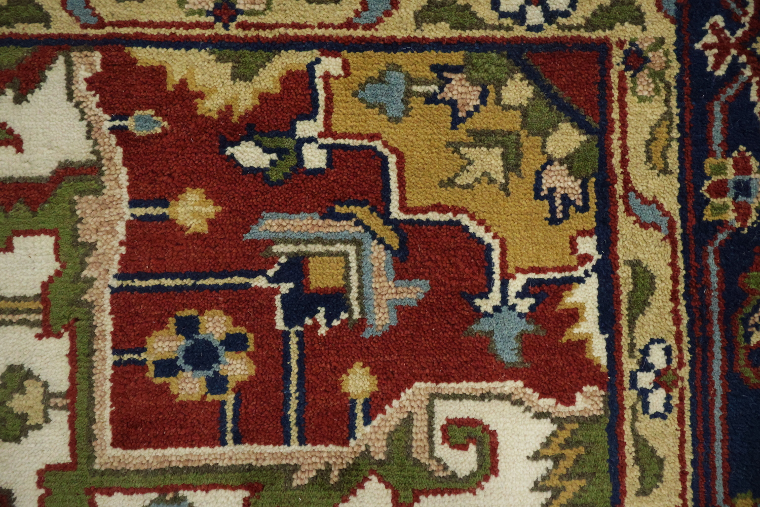 Heriz Serapi Traditional Medallion Rug in Rich Red and Navy Hues 9x12 ft