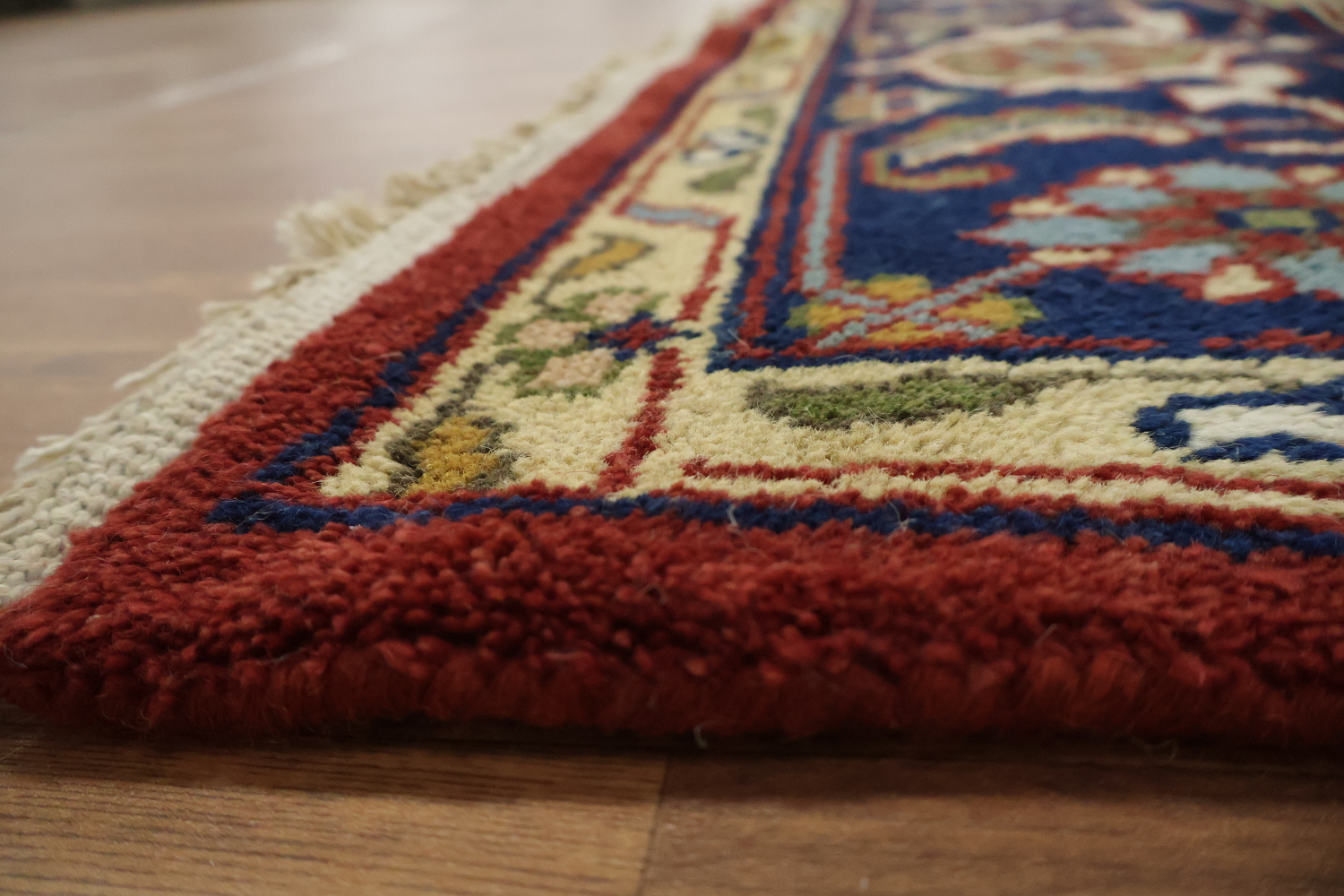 Heriz Serapi Traditional Medallion Rug in Rich Red and Navy Hues 9x12 ft