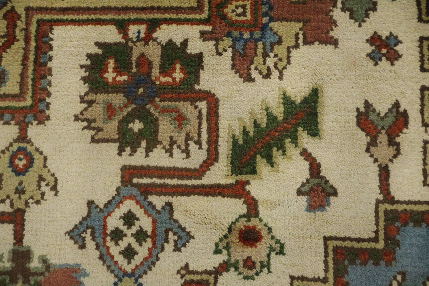 Ivory and Light Blue Heriz Serapi Persian Style Area Rug 9x12