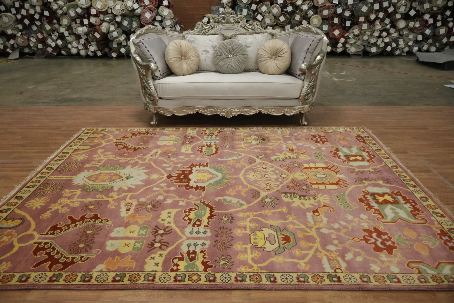 Ziegler Oriental Area Rug | 8x10 Elegant Rose & Ivory Floral Rug