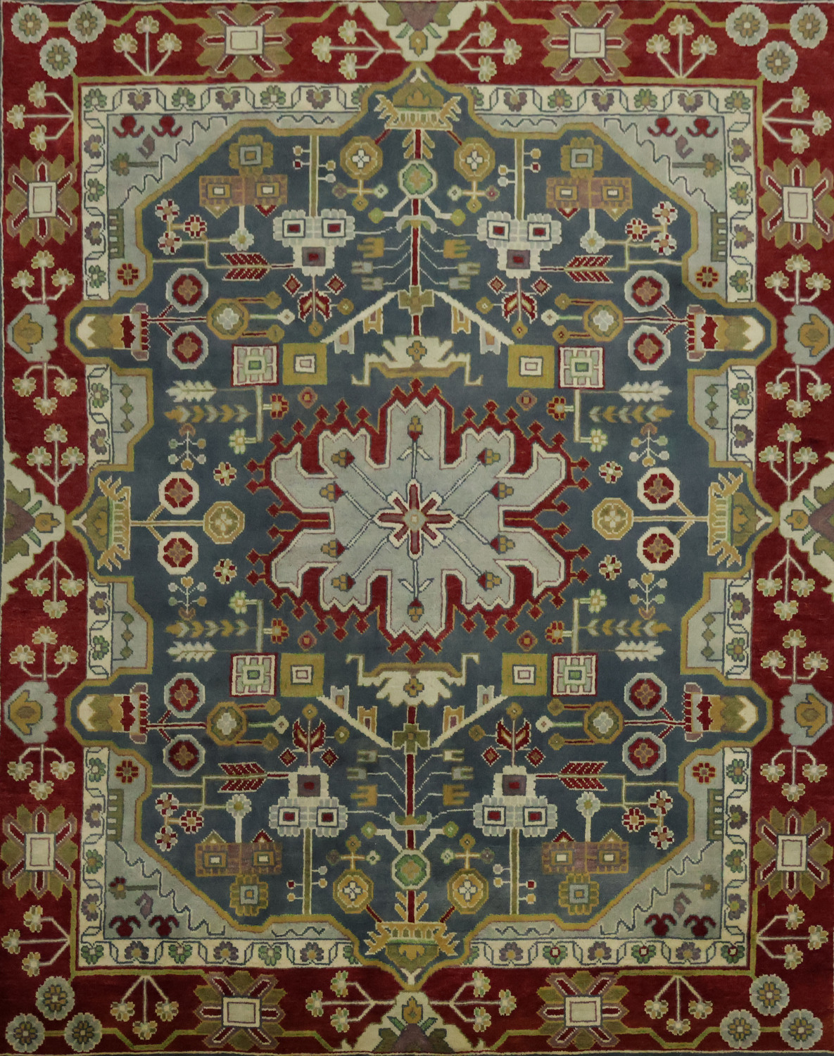 Blue and Burgundy Geometric Ziegler Oriental Area Rug 8x10