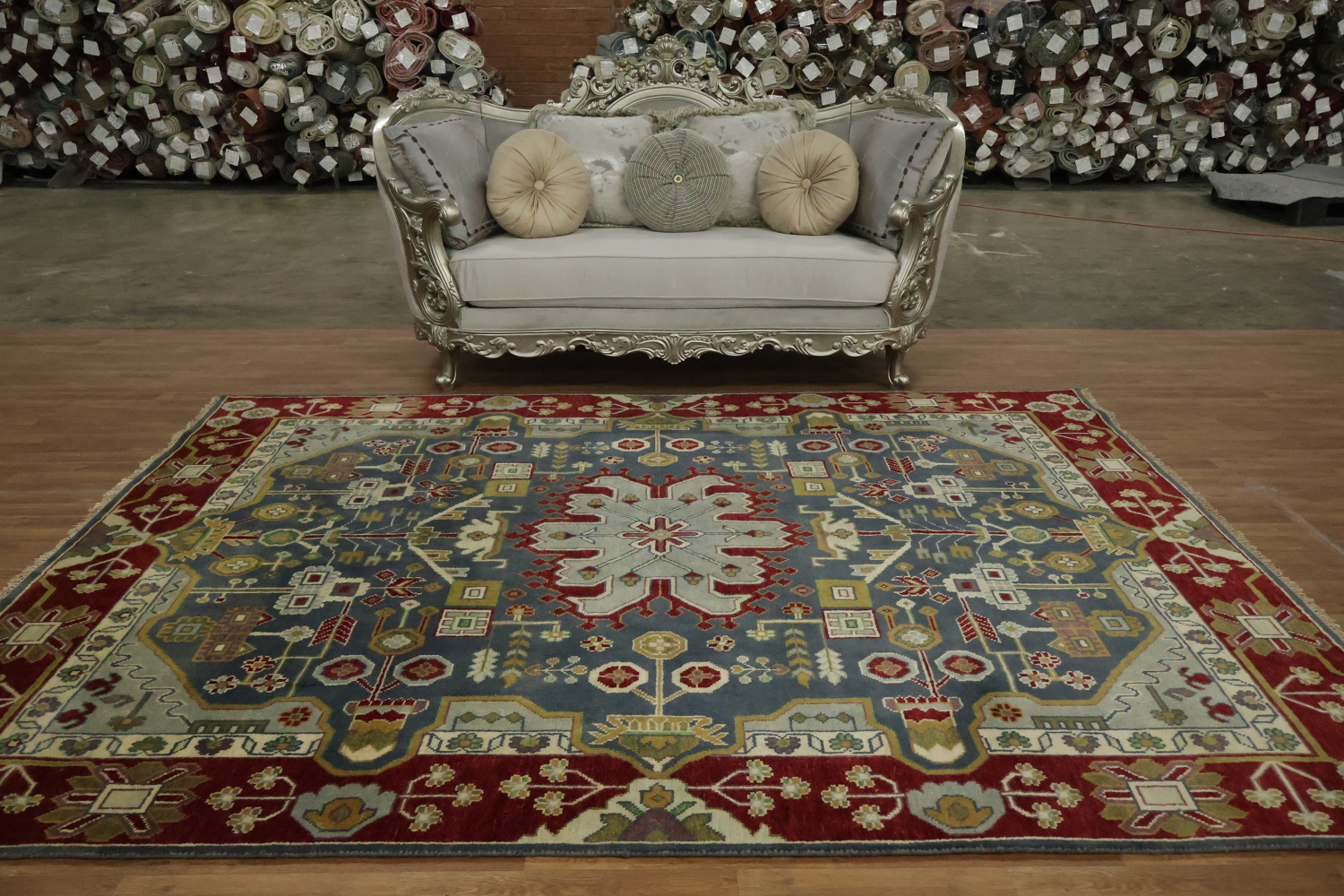 Blue and Burgundy Geometric Ziegler Oriental Area Rug 8x10