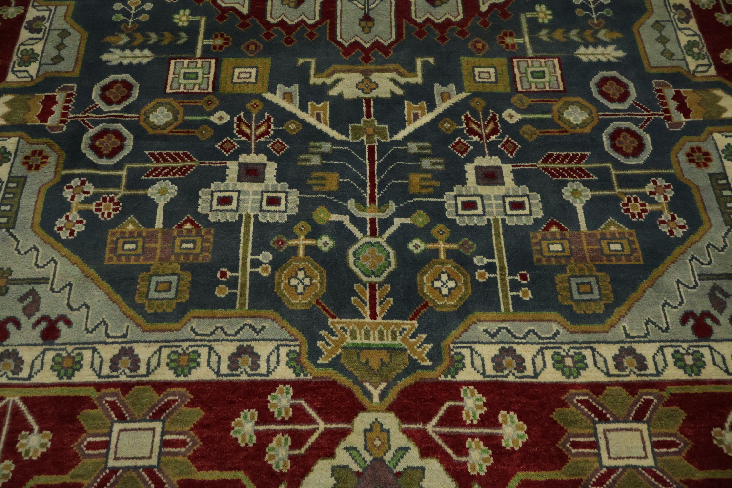 Blue and Burgundy Geometric Ziegler Oriental Area Rug 8x10