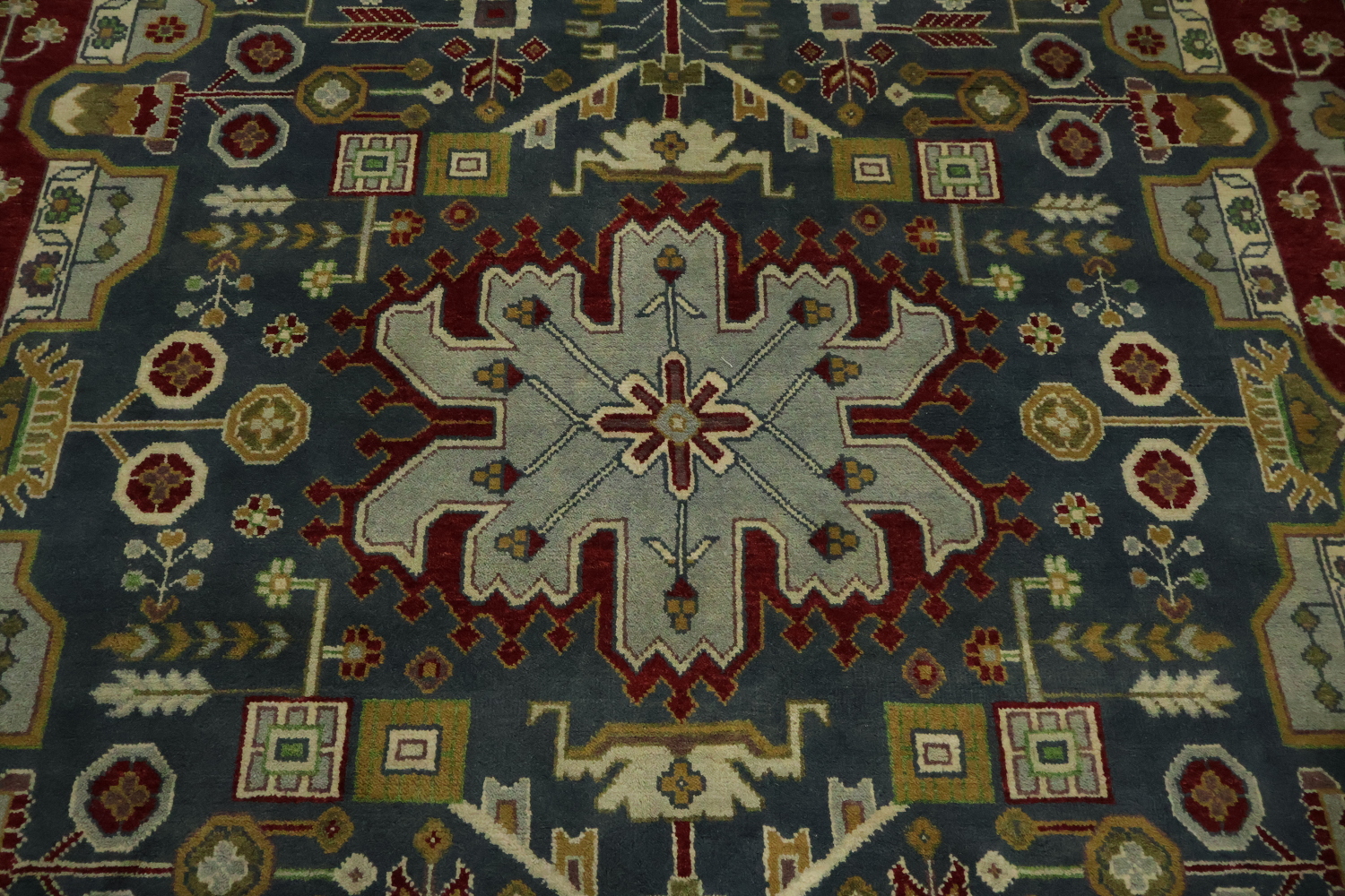 Blue and Burgundy Geometric Ziegler Oriental Area Rug 8x10