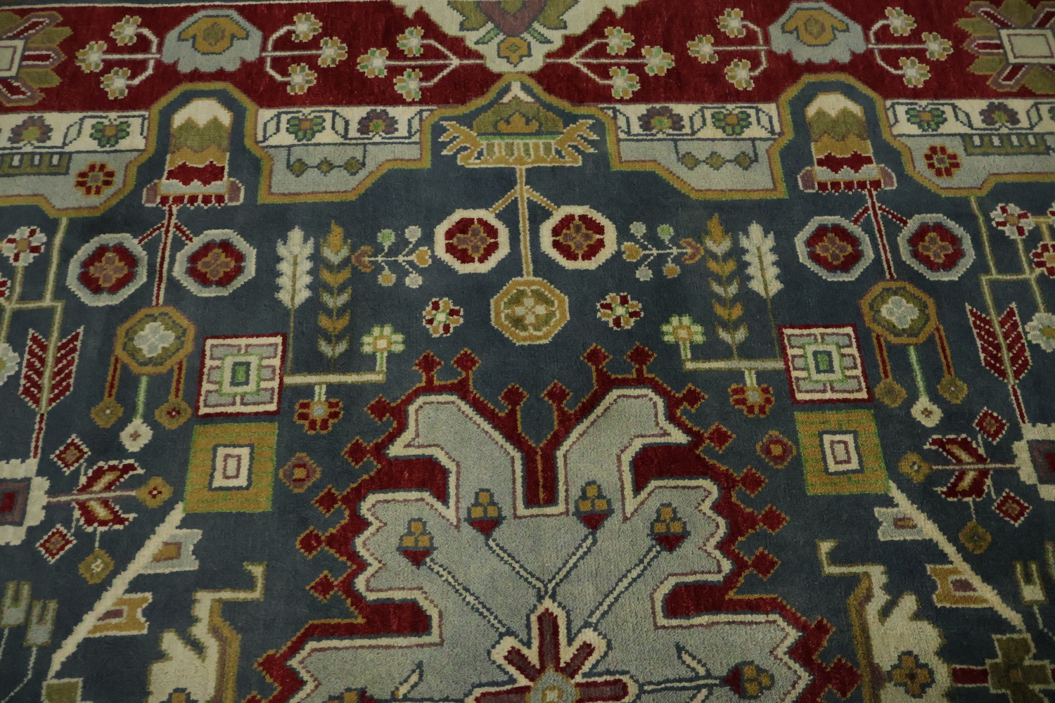 Blue and Burgundy Geometric Ziegler Oriental Area Rug 8x10