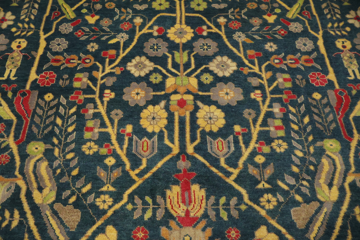 Classic Bird and Tree Motif Rug in Rich Earthy Tones 9' x 12'