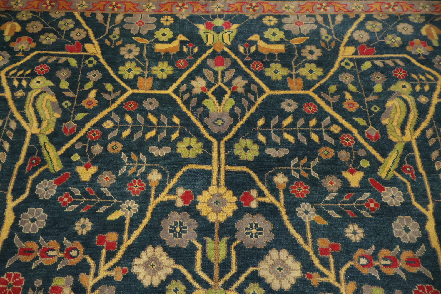 Classic Bird and Tree Motif Rug in Rich Earthy Tones 9' x 12'